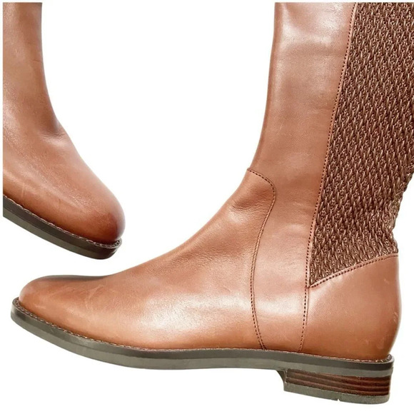NEW Cole Haan Idah Leather Equestrian Knee High Riding Boots Chestnut size 7.5 - Picture 3 of 9